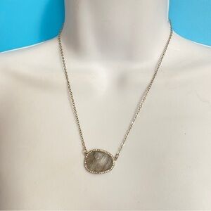 CHARMING CHARLIE Gray Glass Silver Tone Necklace
